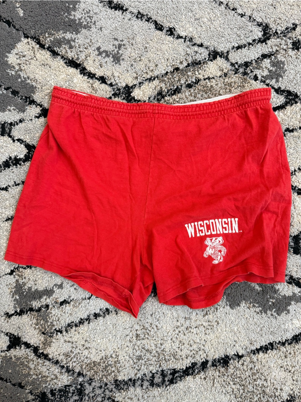 Vintage Champion Red Wisconsin Logo Athletic Shorts